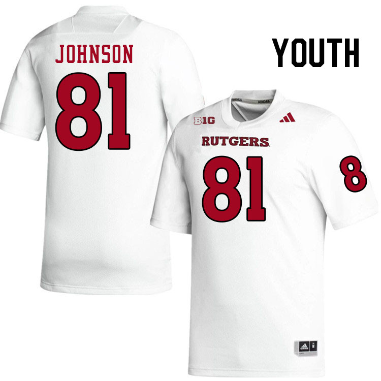 Youth #81 Deondre Johnson Rutgers Scarlet Knights 2024 College Football Jerseys Stitched-White